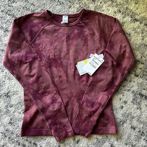 Zella girls active long sleeve top burgundy 8/10